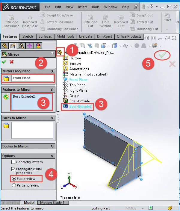 Mirror Parts solidworks tutorial