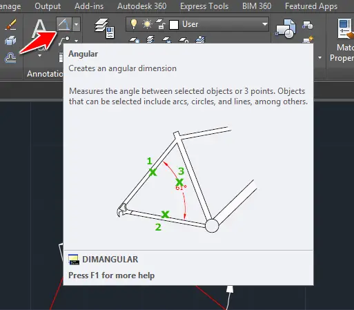 Measure the Distance and Angle Between 2 Points in AutoCAD 