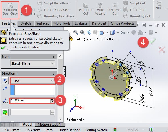 Solidworks extrude