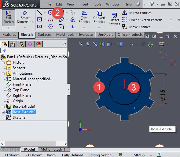 Solidworks draw a circle
