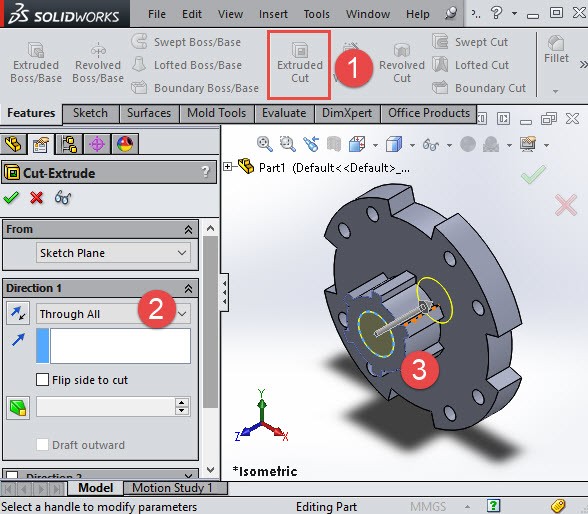 Solidworks extruded cut