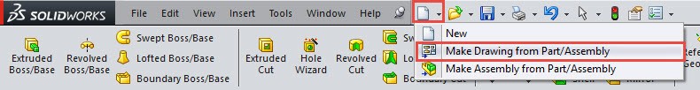 Solidworks male drawing from part assembly
