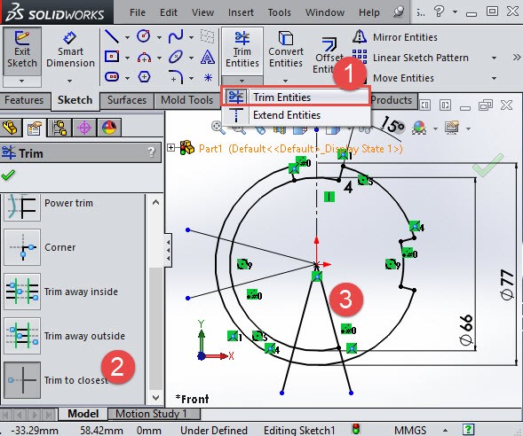 Solidworkstrim to closest