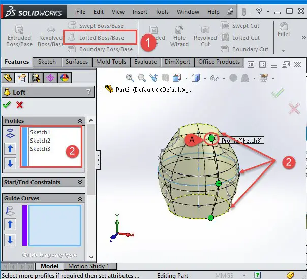 SolidWorks Tutorial: Using The LOFT Command - Tutorial45