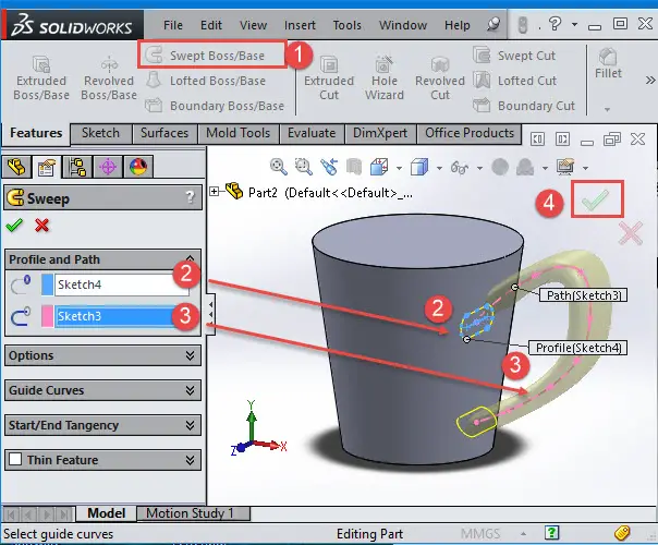 SolidWorks Tutorial: SWEEP - Tutorial45