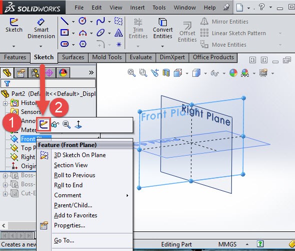 solidwork front plane