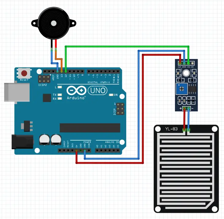 Rain Sensor Arduino Project With Buzzer - Tutorial45