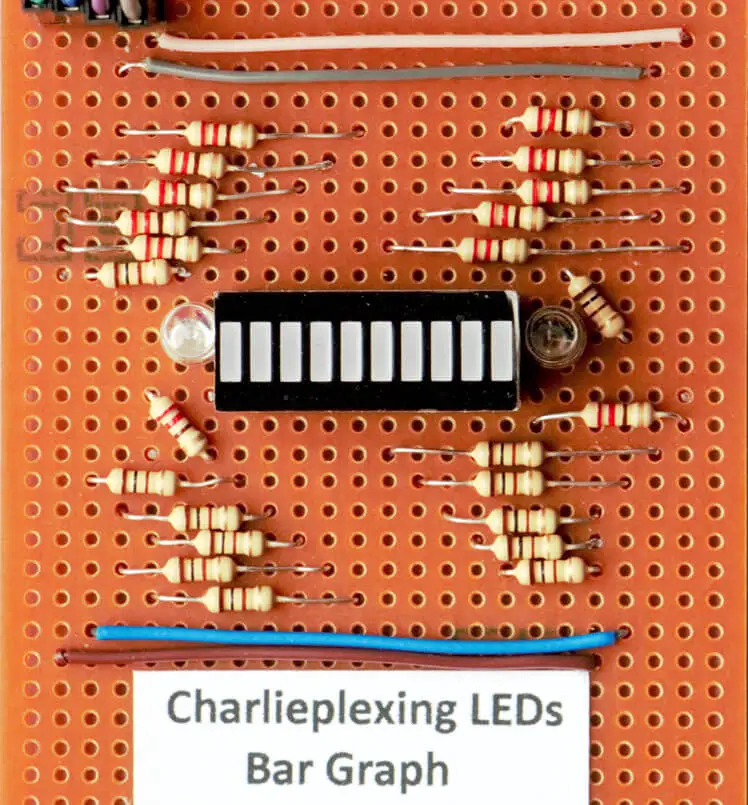 Charlieplexing LEDs bar graph
