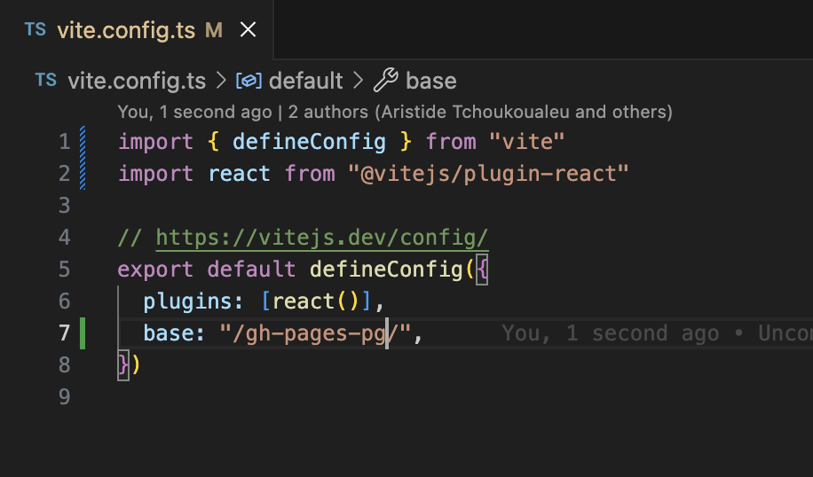 vite config while hosting on github pages