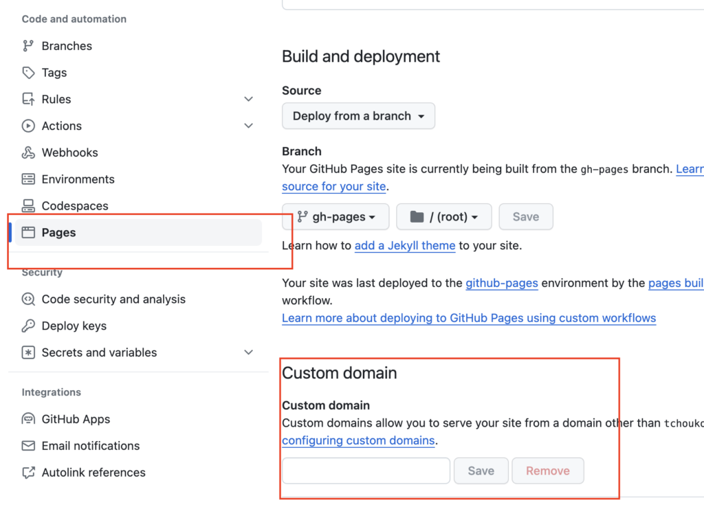 custom domain github pages